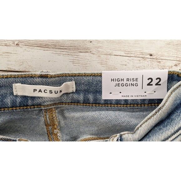 PacSun Womens Size 22 Blue Light Wash Distressed High Rise Jegging Denim Jeans - Picture 10 of 12